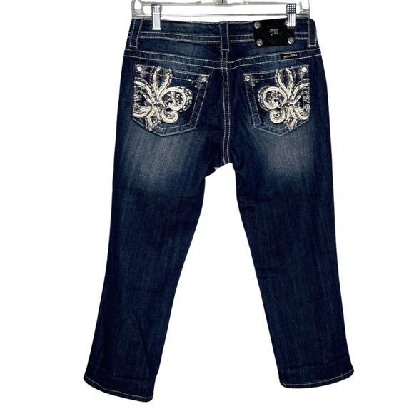 Miss Me Jeans Womens 2 26" Blue Easy Cropped JE5769EC2 Dark Wash Fading Casual - Picture 1 of 9